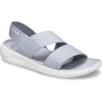 Crocs LiteRide Stretch Siva - Damske Sandále